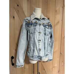 Free People Driftwood | NWOT Motif Sherpa Trucker Jean Jacket | Size M